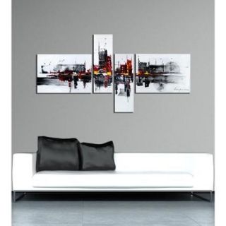 'Abstract 454' Hand painted 4 piece Gallery wrapped Canvas Art Set