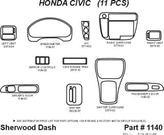 1999, 2000 Honda Civic Wood Dash Kits   Sherwood Innovations 1140 N50   Sherwood Innovations Dash Kits