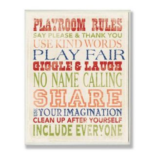 Stupell Industries The Kids Room Playroom Rules Typography Wrapped Canvas Wall Art