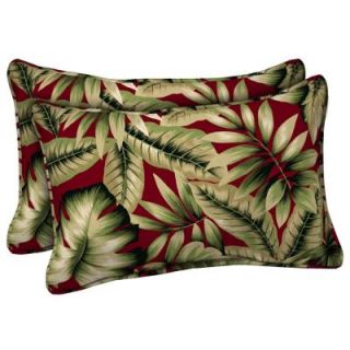 Hampton Bay Chili Tropical Outdoor Lumbar Pillow (2 Pack) AB80121X 9D2