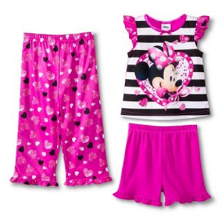 DisneyÂ® Toddler Girls 3 Piece Mix & Match Minnie Mouse Pajama Set