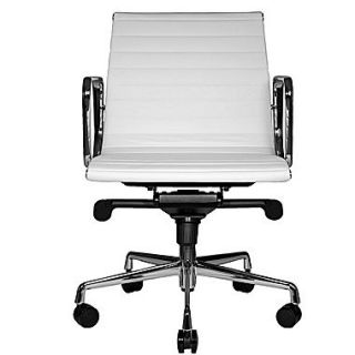 Wobi Office Reed Low Back Leather Chair; White