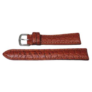 Hadley Roma Matte Grain Genuine Leather Watch Strap with Stitched Trim