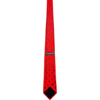 Alexander McQueen Red & Blue Silk Microskull Print Tie