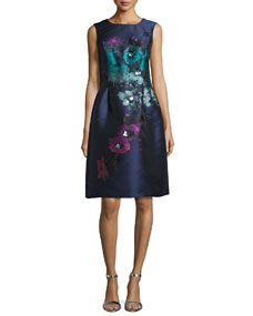 Rickie Freeman for Teri Jon Sleeveless Floral Print Fit & Flare Dress