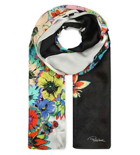 ROBERTO CAVALLI   Floral print silk scarf