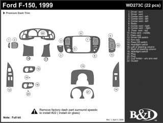 1999 Ford F 150 Wood Dash Kits   B&I WD273C DCF   B&I Dash Kits