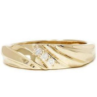 Mens 14k Yellow Gold Diamond Wedding Anniversary Ring