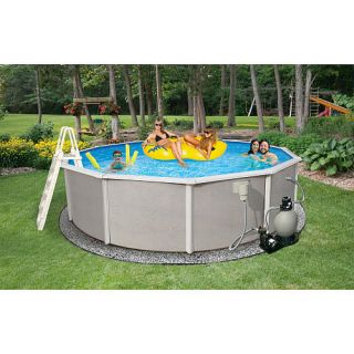Belize Round Top Rail Metal Wall Swimming Pool Package 15' x 52" x 6"    Blue Wave Products