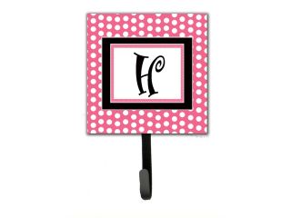 Letter H Initial Monogram   Pink Black Polka Dots Leash Holder or Key Hook 