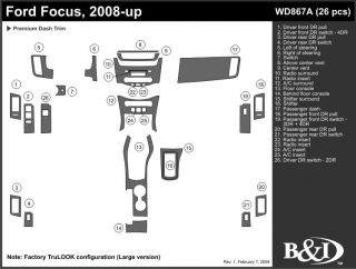2008 2011 Ford Focus Wood Dash Kits   B&I WD867A DCF   B&I Dash Kits