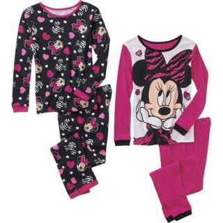 Girls' Minnie Mouse 4 Piece Cotton Pajama Set