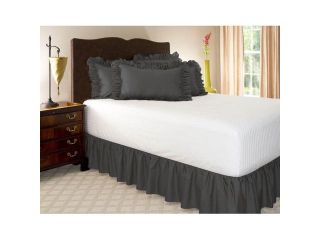 400 Thread Count 100% Egyptian Cotton Solid Elephant Grey King Ruffle Bed Skirt with 22" Drop Length
