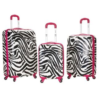 Rockland Designer Zebra 3 piece Hardside Upright Spinner Luggage Set