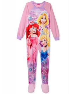Girls or Little Girls One Piece Footed Disney Princess Pajamas