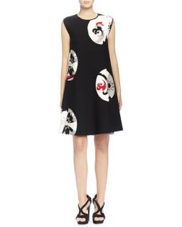 Alexander McQueen Kansai Floral Print Inset A Line Dress