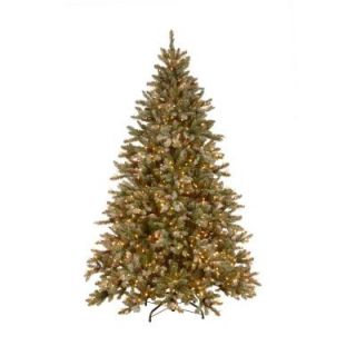 National Tree Company 7.5 ft. Pre Lit Snowy Pine Artificial Christmas Tree with Clear Lights and Pine Cones SR1 308E 75X