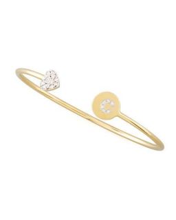 Sarah Chloe Diamond Heart & Pave Diamond Initial Bracelet, Gold