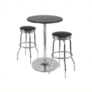Winsome Summit 3 Piece Pub Set with Swivel Stools in Black   93380
