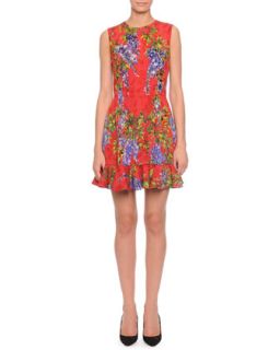 Dolce & Gabbana Wisteria Print Flounce Hem Dress, Red Multi