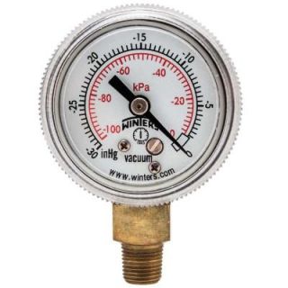Winters Instruments P9S 90 Series 1.5 in. Black Steel Case Pressure Gauge with 1/8 in. NPT Bottom Connect and Range of 30 in. Hg Vac/kPa P9S901297