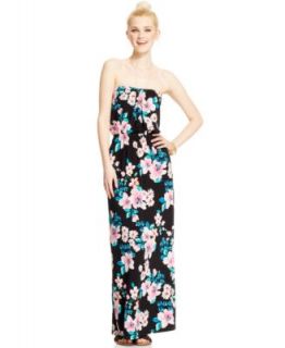 Trixxi Juniors Strapless Floral Print Maxi Dress