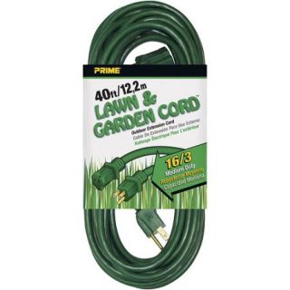 Prime Wire 40 Foot 16/3 SJTW Lawn and Garden Outdoor Extension Cord, Green