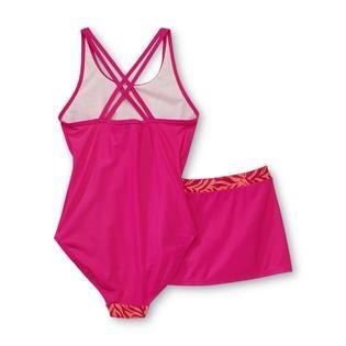 Joe Boxer Girls Swimsuit & Swim Skirt   Neon Zebra Print alternate