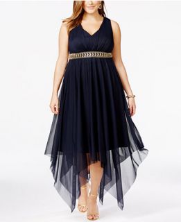Betsy & Adam Plus Size Embellished High Low Cocktail Dress