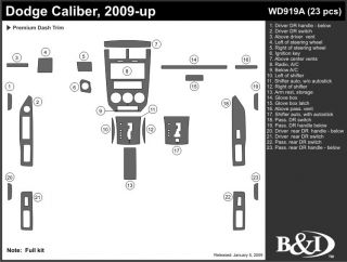 2009 Dodge Caliber Wood Dash Kits   B&I WD919A DCF   B&I Dash Kits