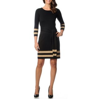 Lennie for Nina Leonard Womens Border Stripe Sweater Dress