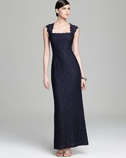 Adrianna Papell Lace Gown   Cap Sleeve
