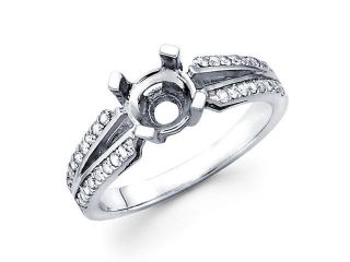 Semi Mount Diamond Engagement Ring White Gold Split Shank Set 1/4 CT 