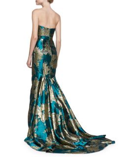 Theia Strapless Floral Mermaid Gown