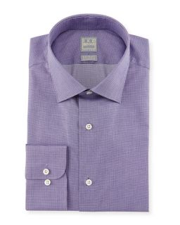 Ike Behar Micro Houndstooth Woven Dress Shirt, Purple