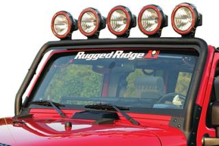 2007 2016 Jeep Wrangler Light Mounts & Wiring   Rugged Ridge 11232.21   Rugged Ridge Windshield Light Bar
