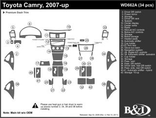 2007 2011 Toyota Camry Wood Dash Kits   B&I WD662A DCF   B&I Dash Kits
