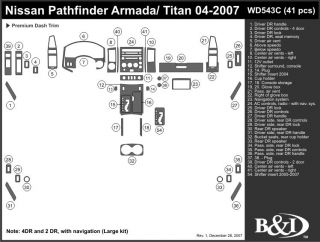2004 2007 Nissan Titan Wood Dash Kits   B&I WD543C DCF   B&I Dash Kits