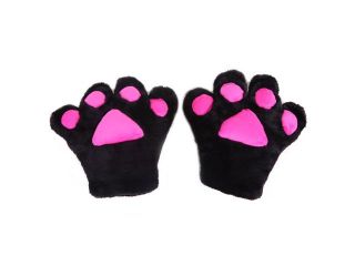 Cute Kitty Cat Girl Adult Costume Cosplay Paw Gloves (Black)