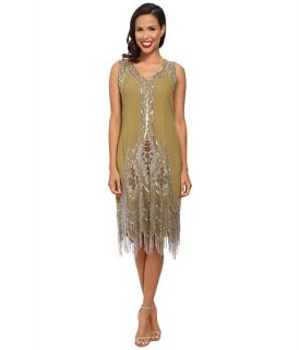 Unique Vintage Green & Silver Embroidered Flapper Dress