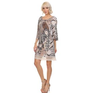 Moa Collection Womens Printed Lace Hem Dress   18022901  