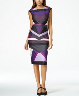 Vince Camuto Cap Sleeve Geometric Print Sheath Dress   Dresses   Women