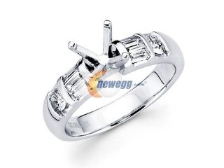 Semi Mount Diamond Engagement Ring 18k White Gold Bezel Setting 1/2 CT 