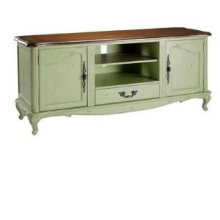 Home Decorators Collection Provence 2 Door Media Cabinet in Green with Chestnut Top 0505900610