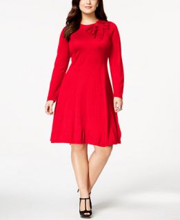 Jessica Howard Plus Size Bow Neck Fit & Flare Sweater Dress   Dresses