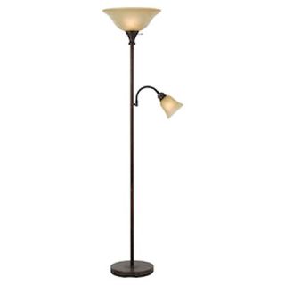 Cal Lighting Rust finish Metal Torchiere Floor Lamp with side reading