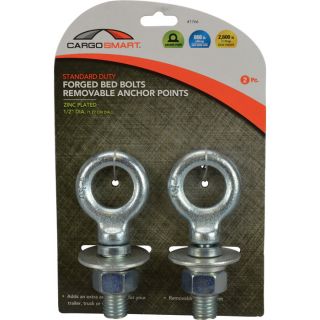 CargoSmart Standard-Duty Forged Bed Bolts — 2-Pack, 1/2in. Dia.  Rope Rings
