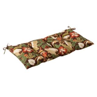 Outdoor Tufted Bench/Loveseat/Swing Cushion   Brown/Green Floral