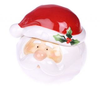 Ceramic Santa Claus Cookie Jar with Santa Hat Lid —