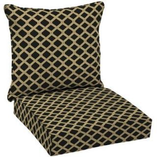 Hampton Bay Black Lattice Welted 2 Piece Pillow Back Outdoor Deep Seating Cushion Set DISCONTINUED AD08911B 9D1